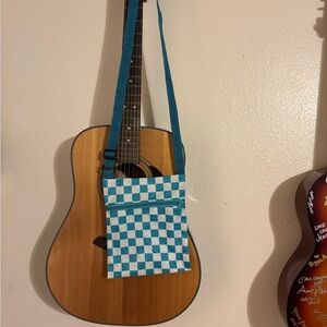 Blue Checkered Crossbody Bag